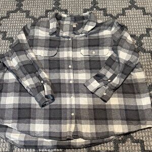 Falls Creek Women's Black and White Plaid Button-Down Shirt